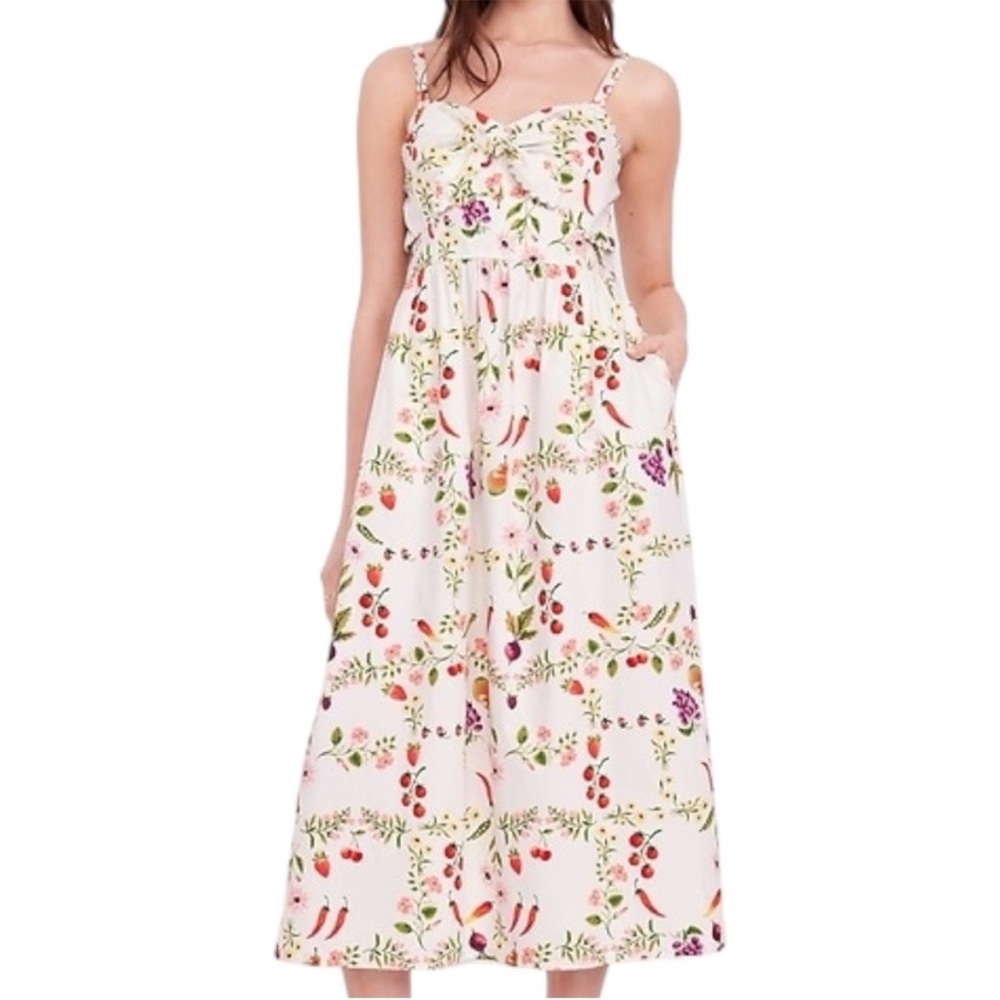 Old Navy Sleeveless Midi Dress Fruit Flower Print Size Medium NWT Cottagecore - Picture 2 of 14